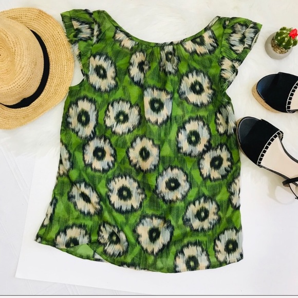 Anthro Edme & Esyllte Floral Flutter Sleeve Shirt - Picture 3 of 7